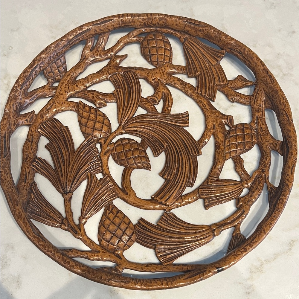 Vintage wood Decorative trivet/decorative plate.